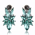 Emerald Green Marquise Stone Burst Earrings